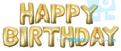 Golden Inflatable Happy Birthday Stock Photo