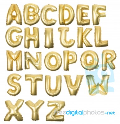 Golden Inflatable Letter Alphabet Stock Photo