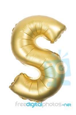 Golden Inflatable Letter Uppercase Stock Photo