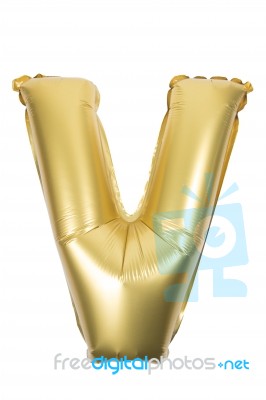 Golden Inflatable Letter Uppercase Stock Photo