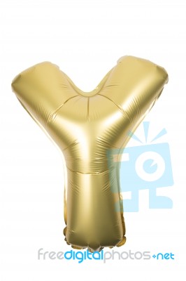 Golden Inflatable Letter Uppercase Stock Photo