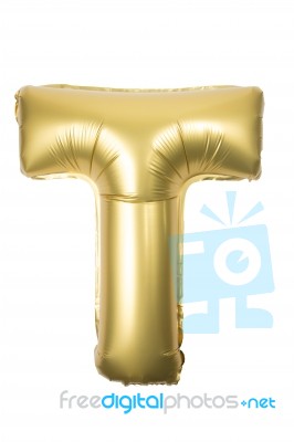 Golden Inflatable Letter Uppercase Stock Photo