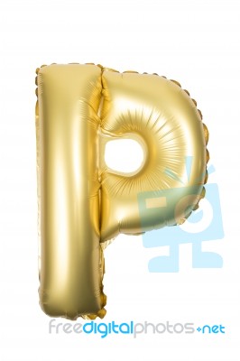 Golden Inflatable Letter Uppercase Stock Photo