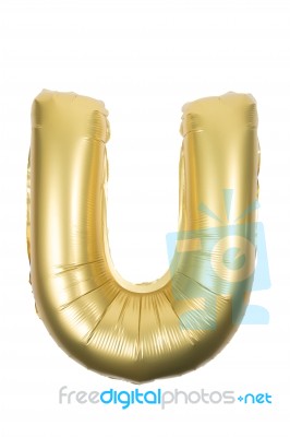 Golden Inflatable Letter Uppercase Stock Photo