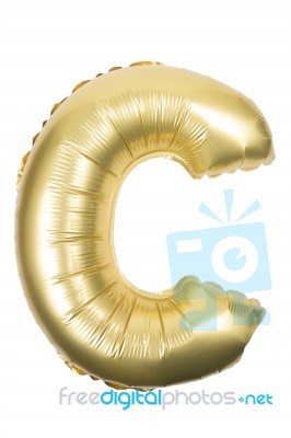 Golden Inflatable Letter Uppercase Stock Photo