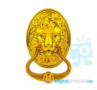 Golden Lion Door Knocker Stock Image