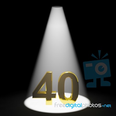 Golden Number 40 With Spotlit Stock Image