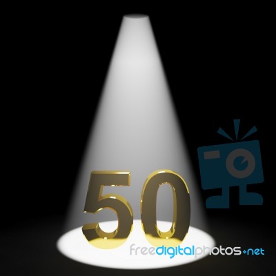 Golden Number 50 With Spotlit Stock Image