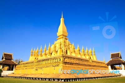 Golden Pagada In Wat Pha That Luang, Vientiane, Laos Stock Photo