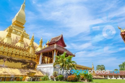 Golden Pagoda In Laos Stock Photo