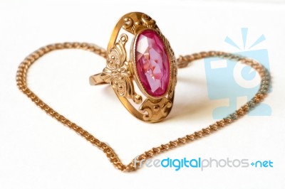 Golden Ring And Bracelet Stock Photo