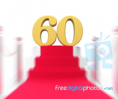 Golden Sixty On Red Carpet Displays Movies And Films Awards Stock Image