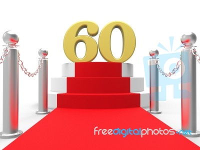 Golden Sixty On Red Carpet Means Movies And Films Awards Stock Image