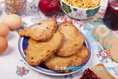 Golden Slices Of Bread Stock Photo