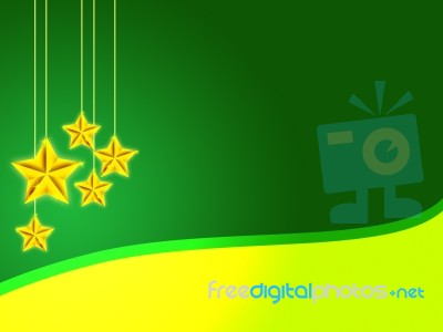 Golden Star With Green Stock Image