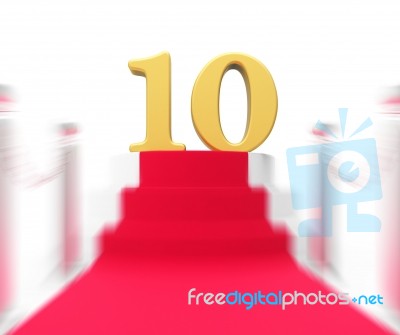 Golden Ten On Red Carpet Displays Film Industry Awards And Prize… Stock Image