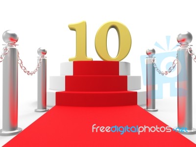 Golden Ten On Red Carpet Shows Film Industry Awards And Prizes Stock Image