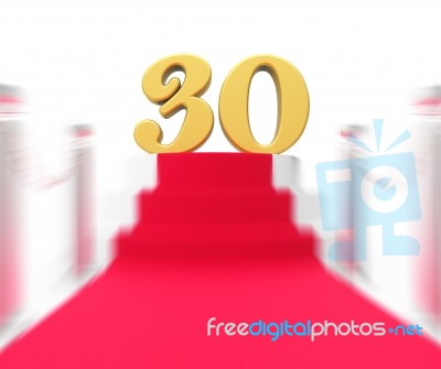 Golden Thirty On Red Carpet Displays Film Industry Anniversary E… Stock Image