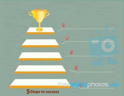 Golden Trophy On Stair Stock Image