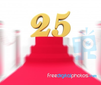 Golden Twenty Five On Red Carpet Displays Movie Anniversary Or R… Stock Image