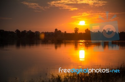 
Golden West Is About To Leave The Horizon. In The Beautiful Lig… Stock Photo