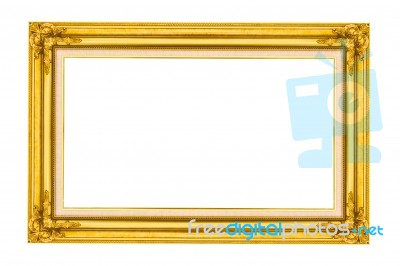 Golden Wood Picture Frame Stock Photo