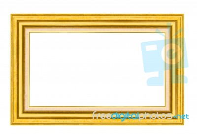 Golden Wood Picture Frame Stock Photo