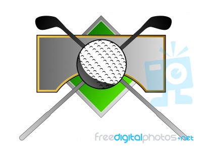 Golf Ball Clubs On Metal Crest Stock Image