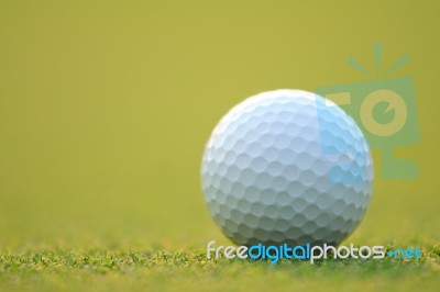 Golf Ball On Green Grass Stock Photo