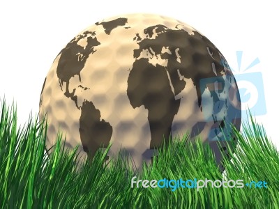 Golf Ball With Globe Map Stock Image