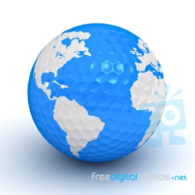 Golf Ball With Globe Map Stock Image