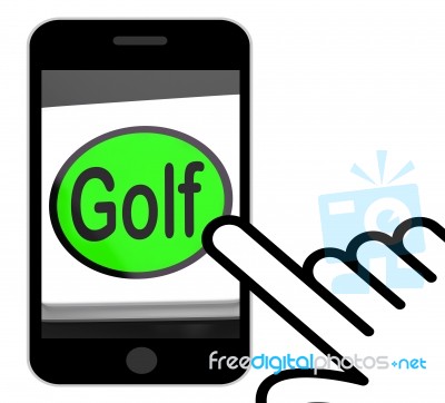 Golf Button Displays Golfer Club Or Golfing Stock Image