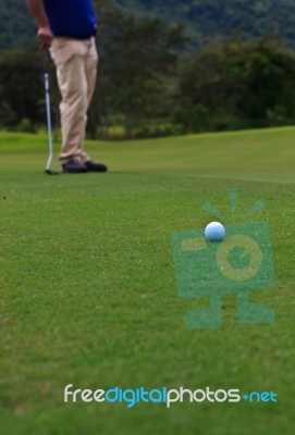 Golf Player On The Green Stock Photo