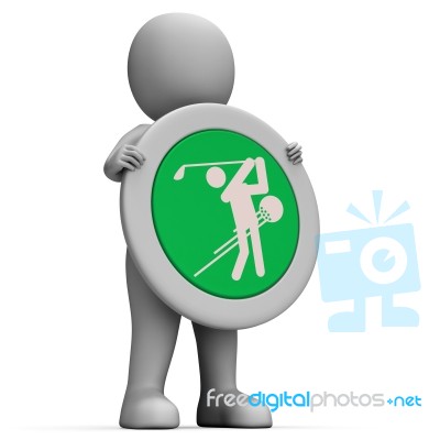 Golf Sign Indicates Golfer Recreation And Golfing Stock Image