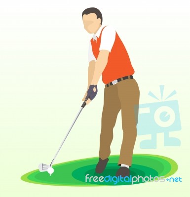 Golf Swing Front View -  Illustration Stock Image