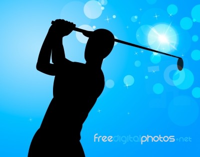 Golf Swing Represents Golfer Exercise And Golf-club Stock Image