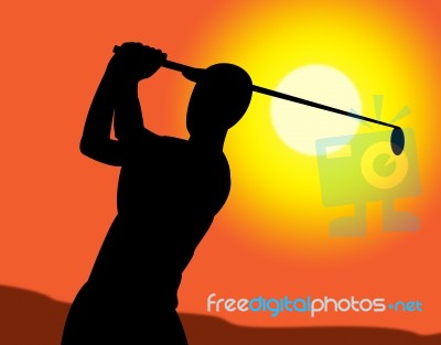 Golf Swing Represents Recreation Golfing And Exercise Stock Image