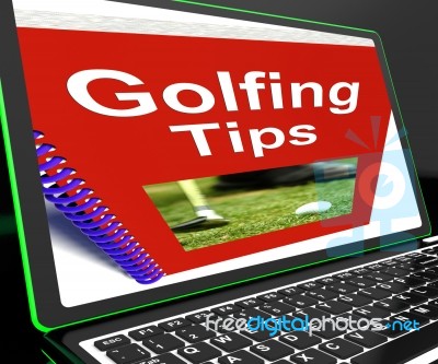 Golfing Tips On Laptop Shows Golfing Advices Stock Image