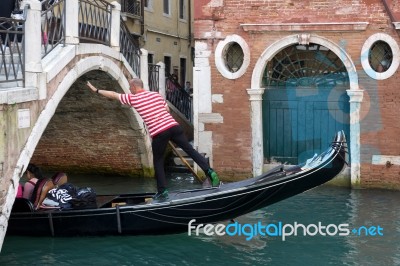 Gondolier Plying His Trade Stock Photo