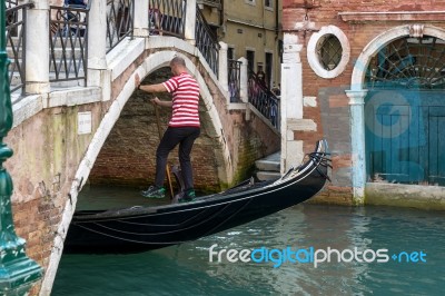 Gondolier Plying His Trade Stock Photo