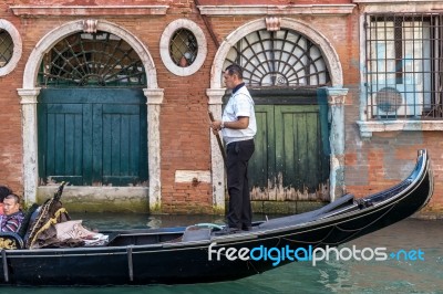 Gondolier Plying His Trade Stock Photo