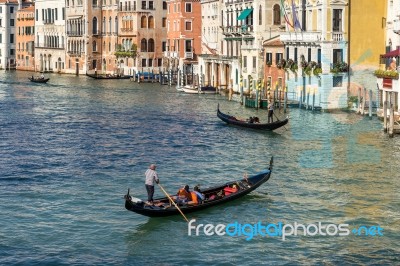 Gondoliers Plying Their Trade On The Grand Canal Venice Stock Photo