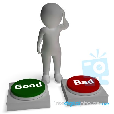 Good Bad Buttons Shows Approve Or Reject Stock Image