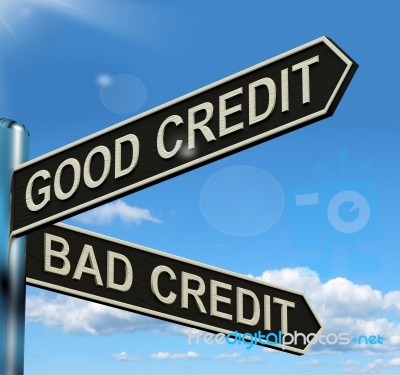 Good Bad Credit Signpost Stock Image