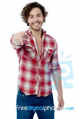 Good Looking Guy Pointing You Out Stock Photo