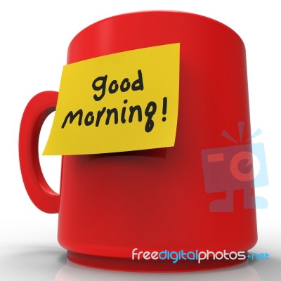 Good Morning Message Indicates Wake Up 3d Rendering Stock Image