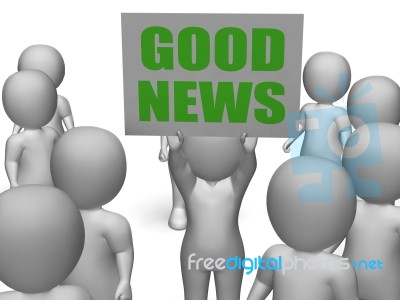 Good News Board Character Means Receiving Great News Stock Image
