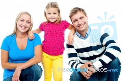 Gorgeous Couple Posing With Beautiful Girl Child Stock Photo