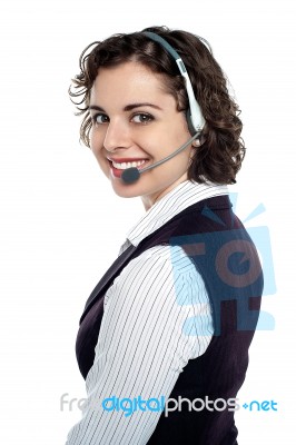 Gorgeous Executive Turning Back And Looking At You Stock Photo