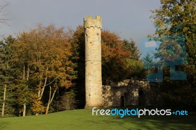 Gothic Tower And Autumn Trees Stock Photo